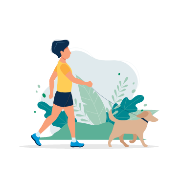 Personne qui promène un chien